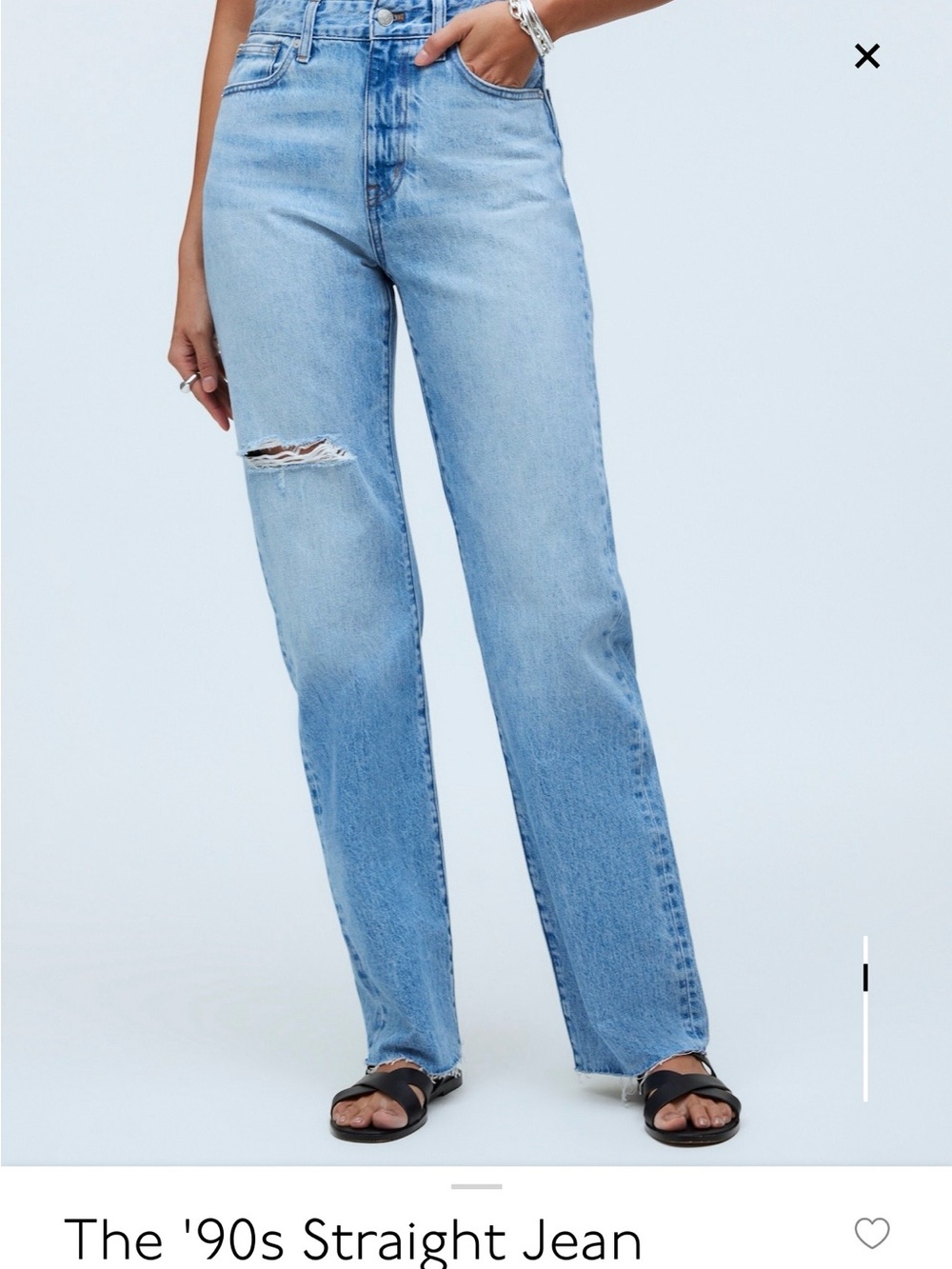 Madewell '90s Straight High Rise Light Wash Distressed Blue Jeans Size 25